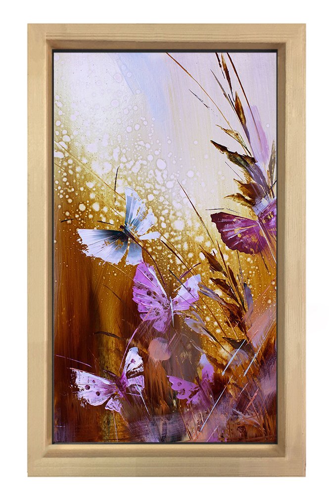 Kelebekler Tablosu Naturel Ahşap - 70x100