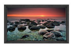 Kayalık Günbatımı Tablosu Siyah Ahşap Çerçeve - 100x150