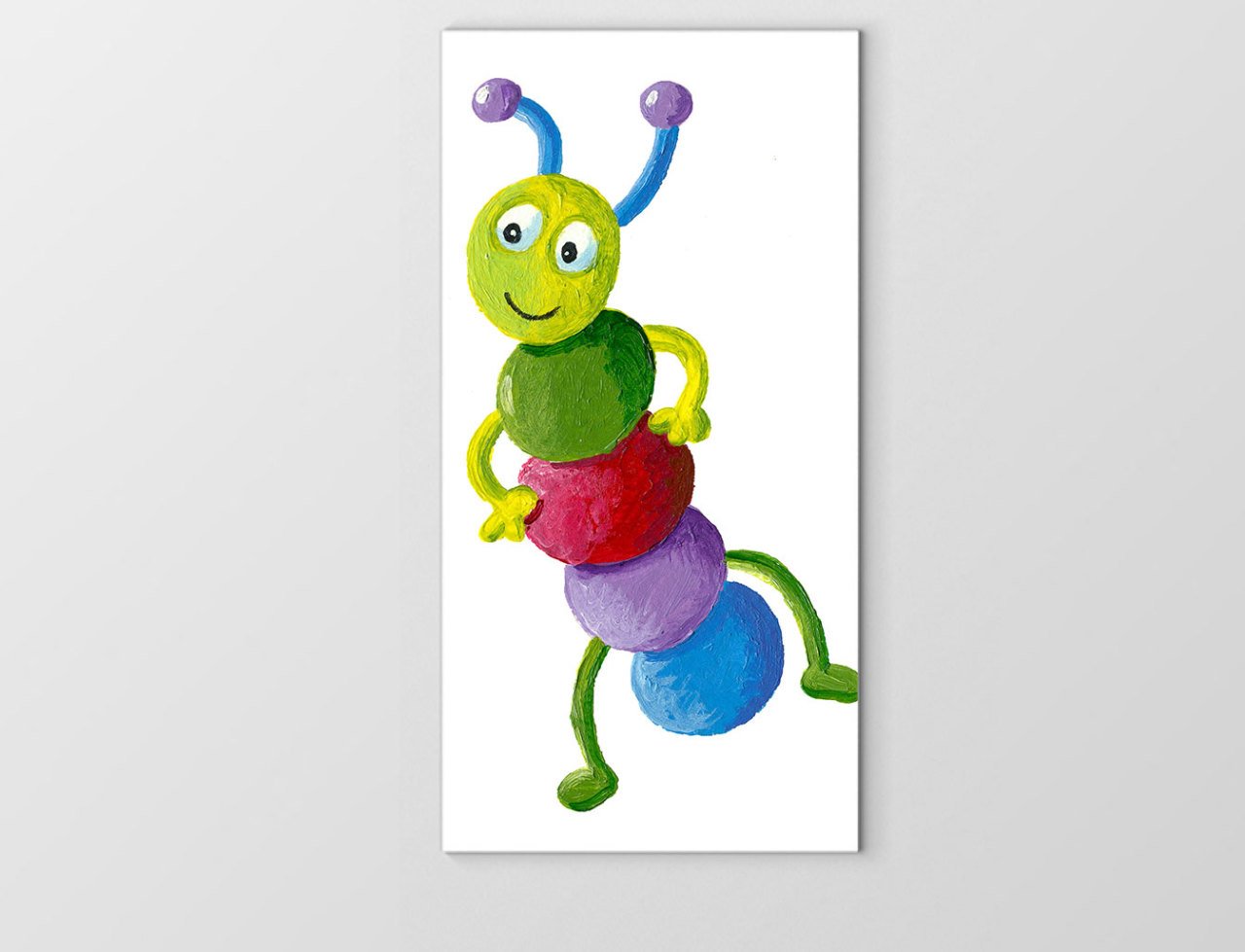 Renkli Tırtıl Tablosu Çerçevesiz - 50x70