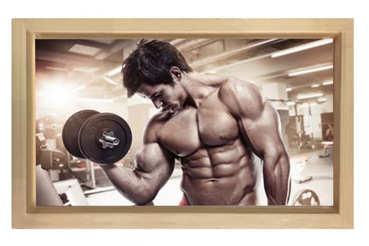 Fitness Yapan Adam Tablosu Naturel Ahşap - 45x30