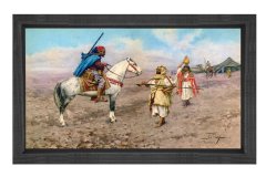 Çöl Kampı Tablosu Siyah Ahşap Çerçeve - 45x30