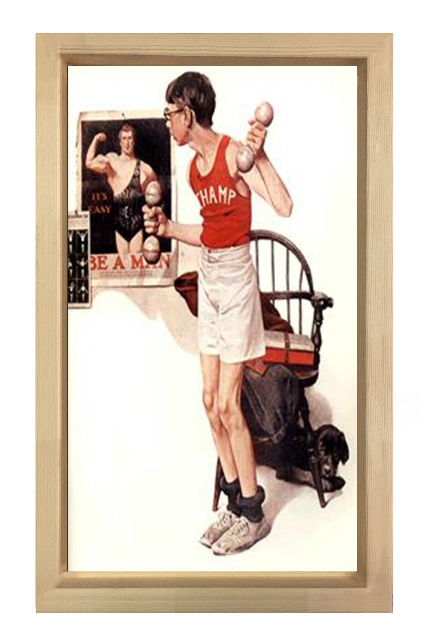 Vintage Sporcu Tablosu Naturel Ahşap Çerçeve - 50x90