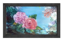 Gül ve Çiçekler Manzara Tablosu Siyah Ahşap Çerçeve - 45x30