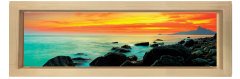 Deniz Manzarası Gün Batımı Tablosu Naturel Ahşap Çerçeve - 150x50