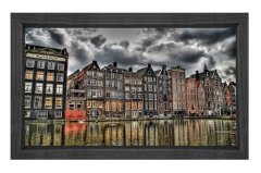 Amsterdam ve Amstel Irmağı Tablosu Siyah Ahşap - 100x200
