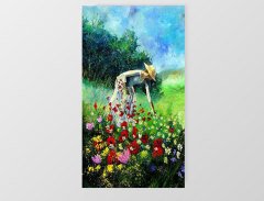 Bahçivan Ve  Çiçekli Yeşillik Tablosu Çerçevesiz - 40x60