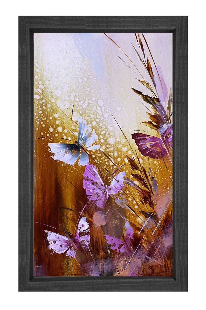 Kelebekler Tablosu Siyah Ahşap - 45x30