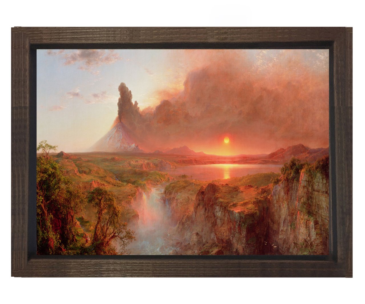 Frederic Edwin Church - Cotopaxi Tablosu Kahverengi Ahşap Çerçeve - 50x90