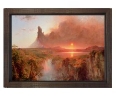 Frederic Edwin Church - Cotopaxi Tablosu Kahverengi Ahşap Çerçeve - 50x90