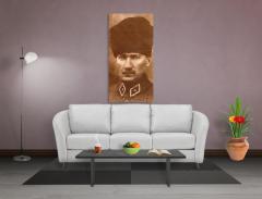 Atatürk Eskitme Tablosu Siyah Ahşap - 50x70