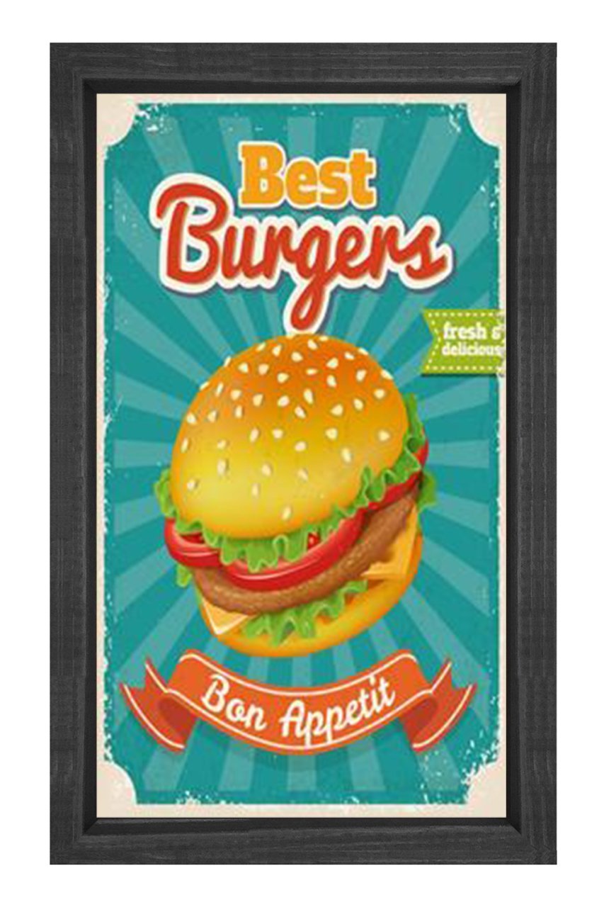 En İyi Hamburger Tablosu Siyah Ahşap - 100x150