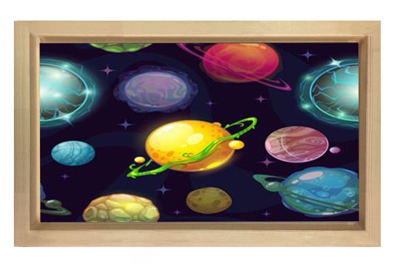 Uzay Ve Gezegenler Tablosu Naturel Ahşap Çerçeve - 45x30