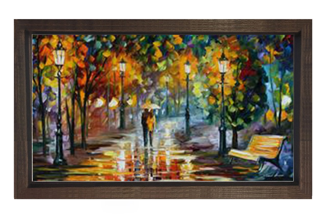 Derinlikli Yolda Aşk Çifti Tablosu Kahverengi Ahşap - 45x30