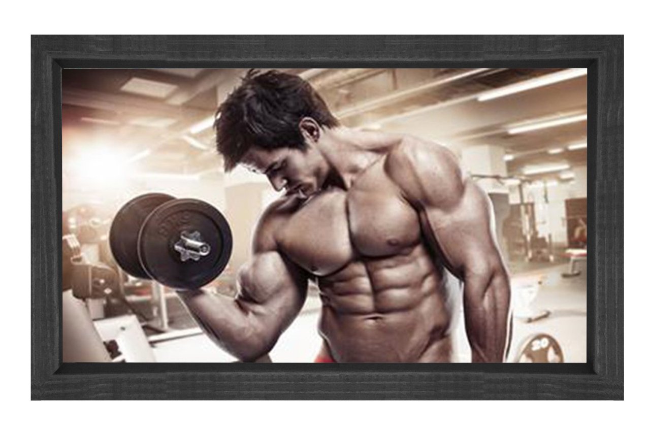 Fitness Yapan Adam Tablosu Siyah Ahşap - 40x60