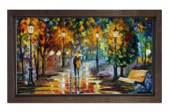 Derinlikli Yolda Aşk Çifti Tablosu Kahverengi Ahşap - 50x70