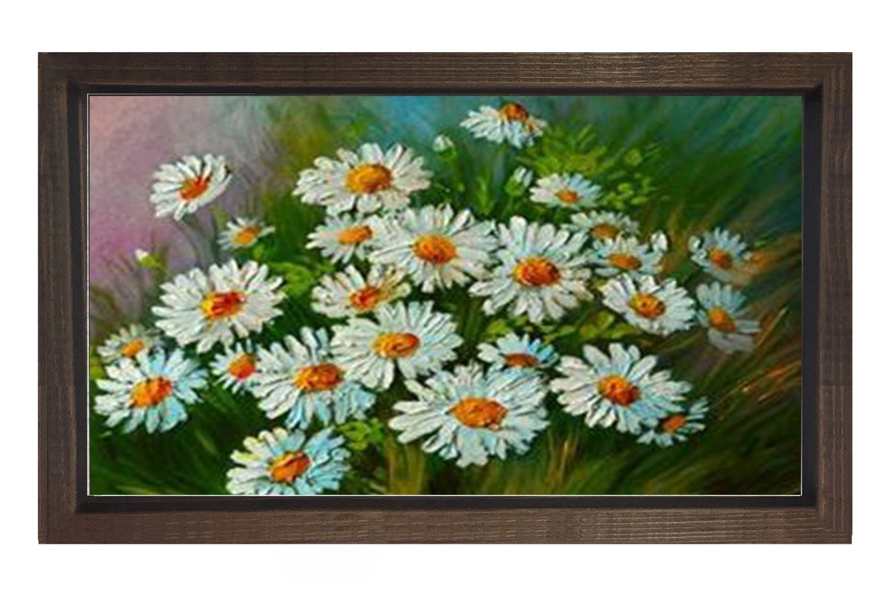 Papatyalılar Tablosu Kahverengi Ahşap Çerçeve - 100x200