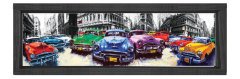 Classic Arabalar Tablosu Siyah Ahşap Çerçeve - 150x50