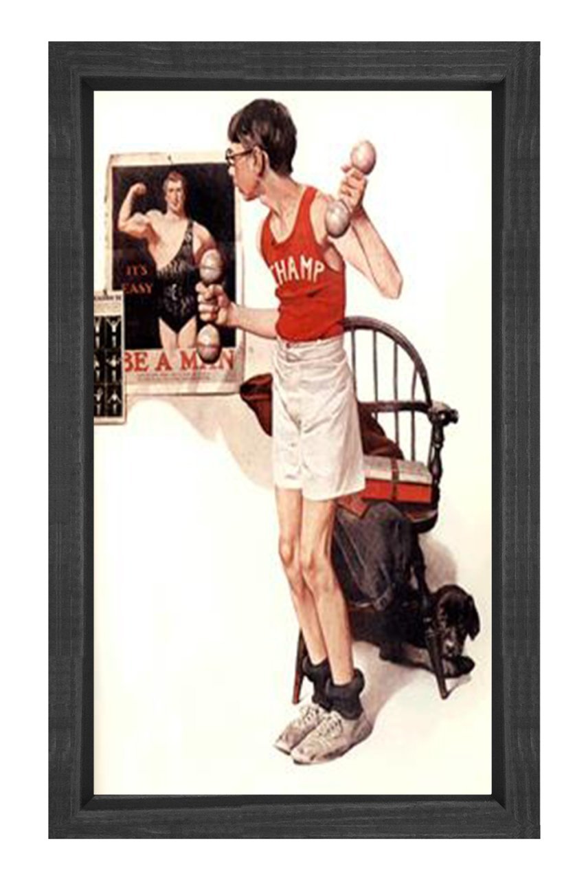 Vintage Sporcu Tablosu Siyah Ahşap Çerçeve - 50x70