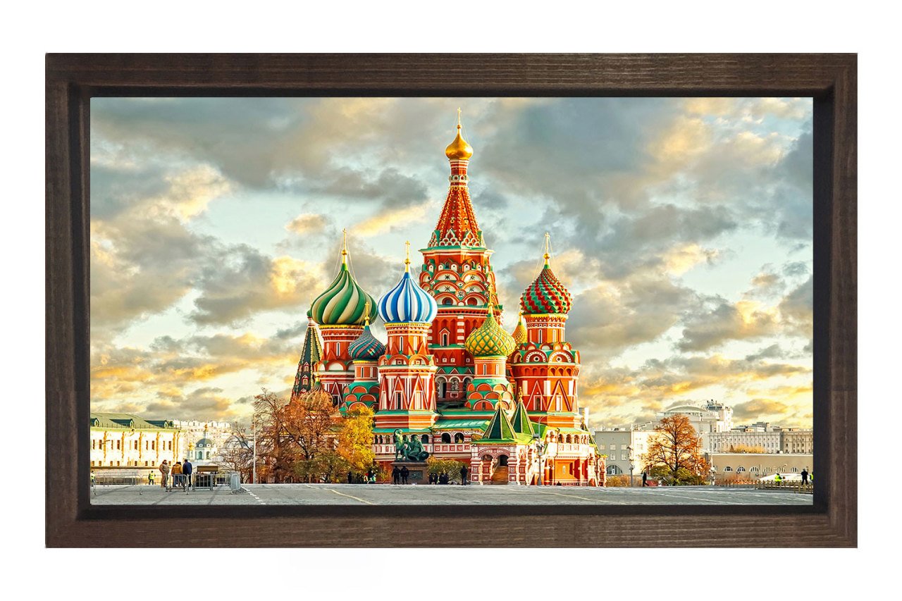 Moskova & St. Petersburg Tablosu Kahverengi Ahşap Çerçeve - 100x200