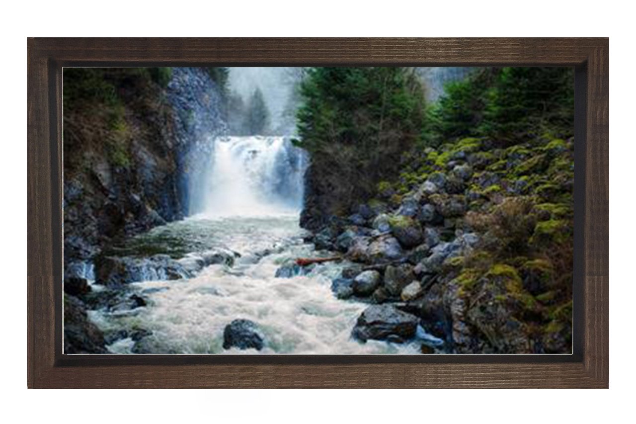 Orman Şelalesi Tablosu Kahverengi Ahşap Çerçeve - 100x200