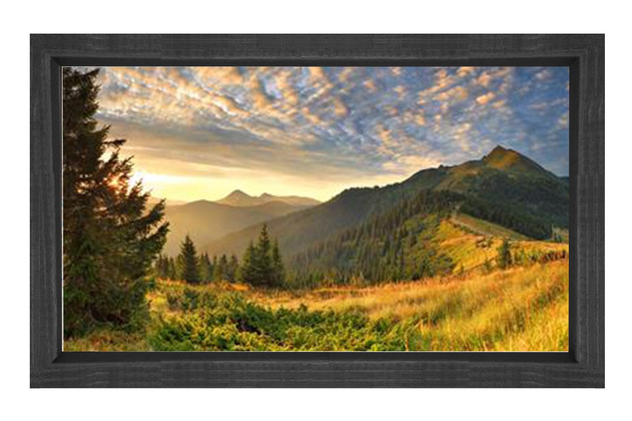 Gün Doğumu Ve  Orman Tablosu Siyah Ahşap - 40x60