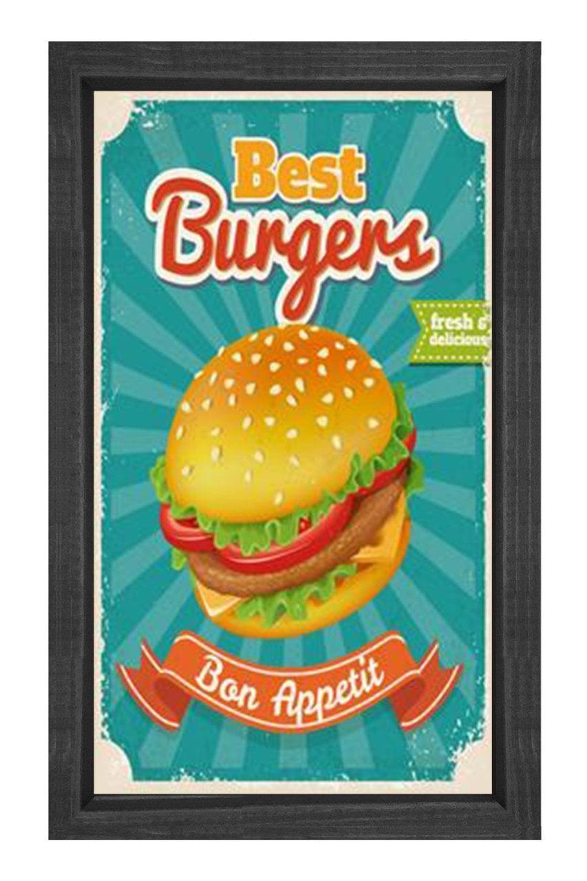 En İyi Hamburger Tablosu Siyah Ahşap - 50x70