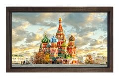 Moskova & St. Petersburg Tablosu Kahverengi Ahşap Çerçeve - 45x30