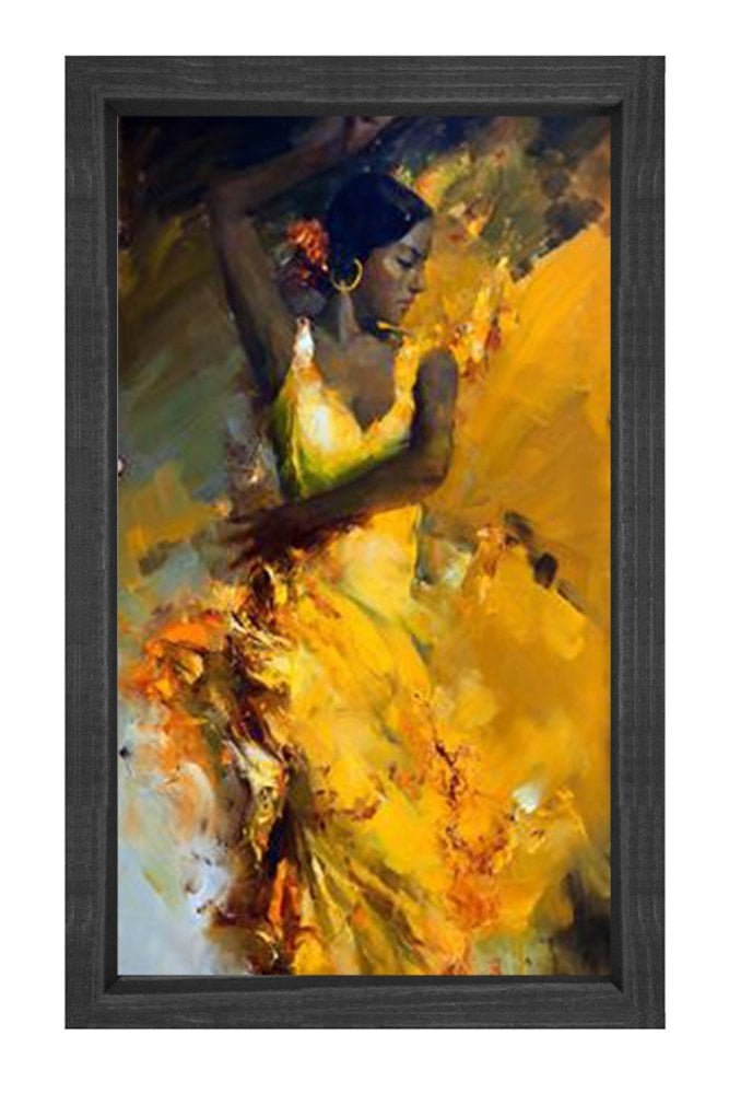 Zenci Kadın Dansçı Tablosu Siyah Ahşap Çerçeve - 100x200