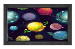 Uzay Ve Gezegenler Tablosu Siyah Ahşap Çerçeve - 40x60