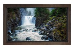 Orman Şelalesi Tablosu Kahverengi Ahşap Çerçeve - 50x70