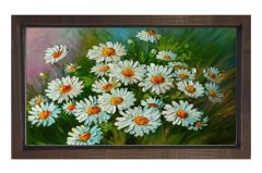 Papatyalılar Tablosu Kahverengi Ahşap Çerçeve - 50x90