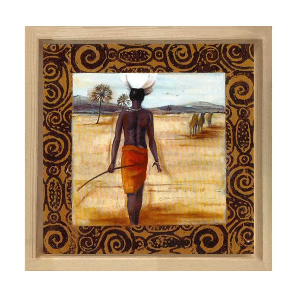 Zenci Kadın Tablosu Naturel Ahşap Çerçeve - 80x80
