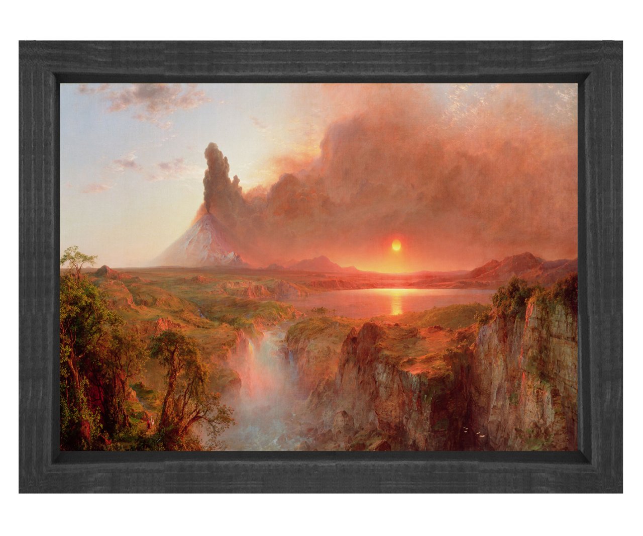 Frederic Edwin Church - Cotopaxi Tablosu Siyah Ahşap Çerçeve - 100x150