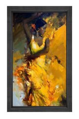 Zenci Kadın Dansçı Tablosu Siyah Ahşap Çerçeve - 45x30
