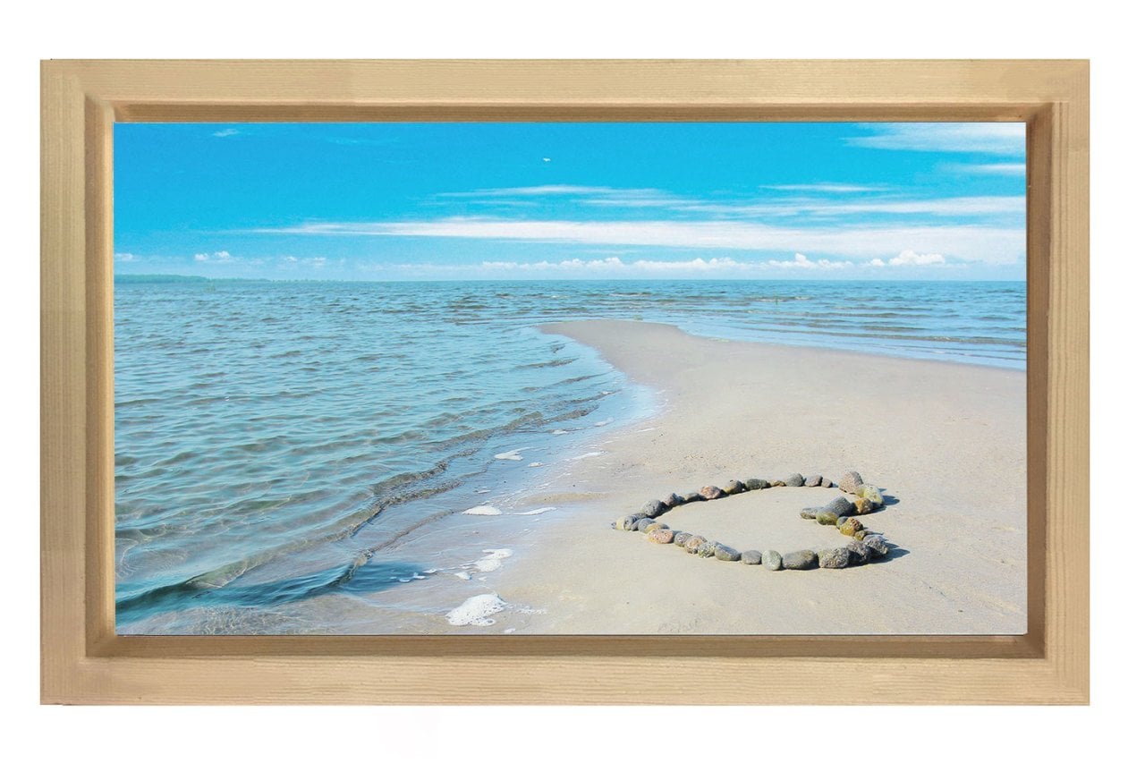 Aşk ve Deniz Kıyısı Tablosu Naturel Ahşap Çerçeve - 100x200