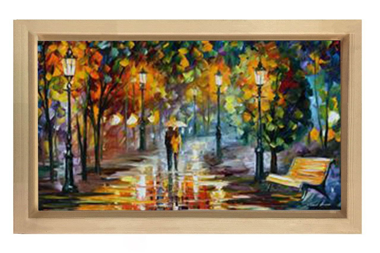 Derinlikli Yolda Aşk Çifti Tablosu Naturel Ahşap - 40x60