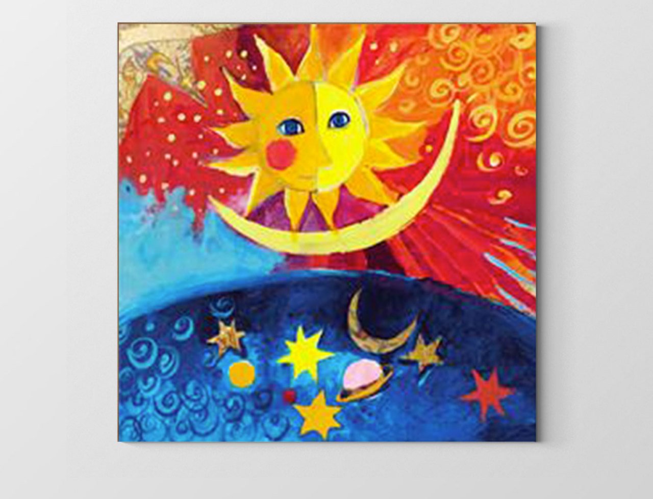 Güneş Ve Ay Tablosu Çerçevesiz - 30x30