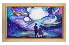 Çoçuk Hayali Tablosu Naturel Ahşap Çerçeve - 100x200