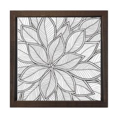 Çiçekli Desen Boyama Tablo Tablosu Kahverengi Ahşap Çerçeve - 30x30