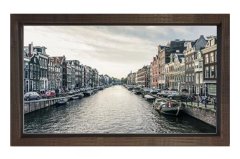 Amsterdam ve Amstel Irmağı Tablosu Kahverengi Ahşap - 70x100
