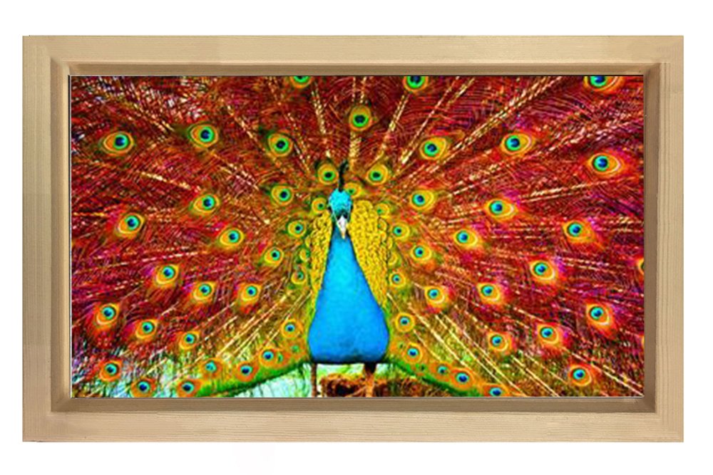 Tavus Kuşu Tablosu Naturel Ahşap - 100x150