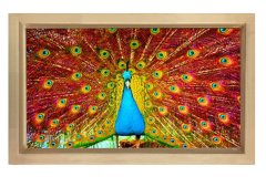 Tavus Kuşu Tablosu Naturel Ahşap - 100x150