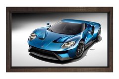 Mavi Ferrari Tablosu Kahverengi Ahşap Çerçeve - 70x100