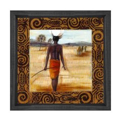 Zenci Kadın Tablosu Siyah Ahşap Çerçeve - 40x40