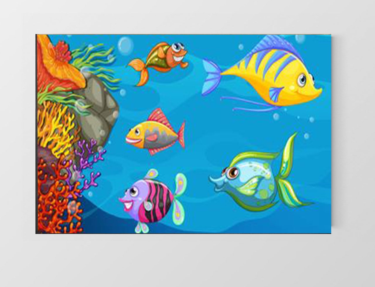 Renkli Balıklar Tablosu Çerçevesiz - 50x90