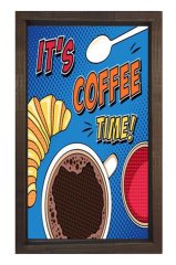 Kahve Zamanı Tablosu Kahverengi Ahşap - 50x70