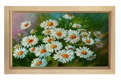 Papatyalılar Tablosu Naturel Ahşap Çerçeve - 40x60