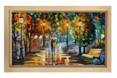 Derinlikli Yolda Aşk Çifti Tablosu Naturel Ahşap - 50x90