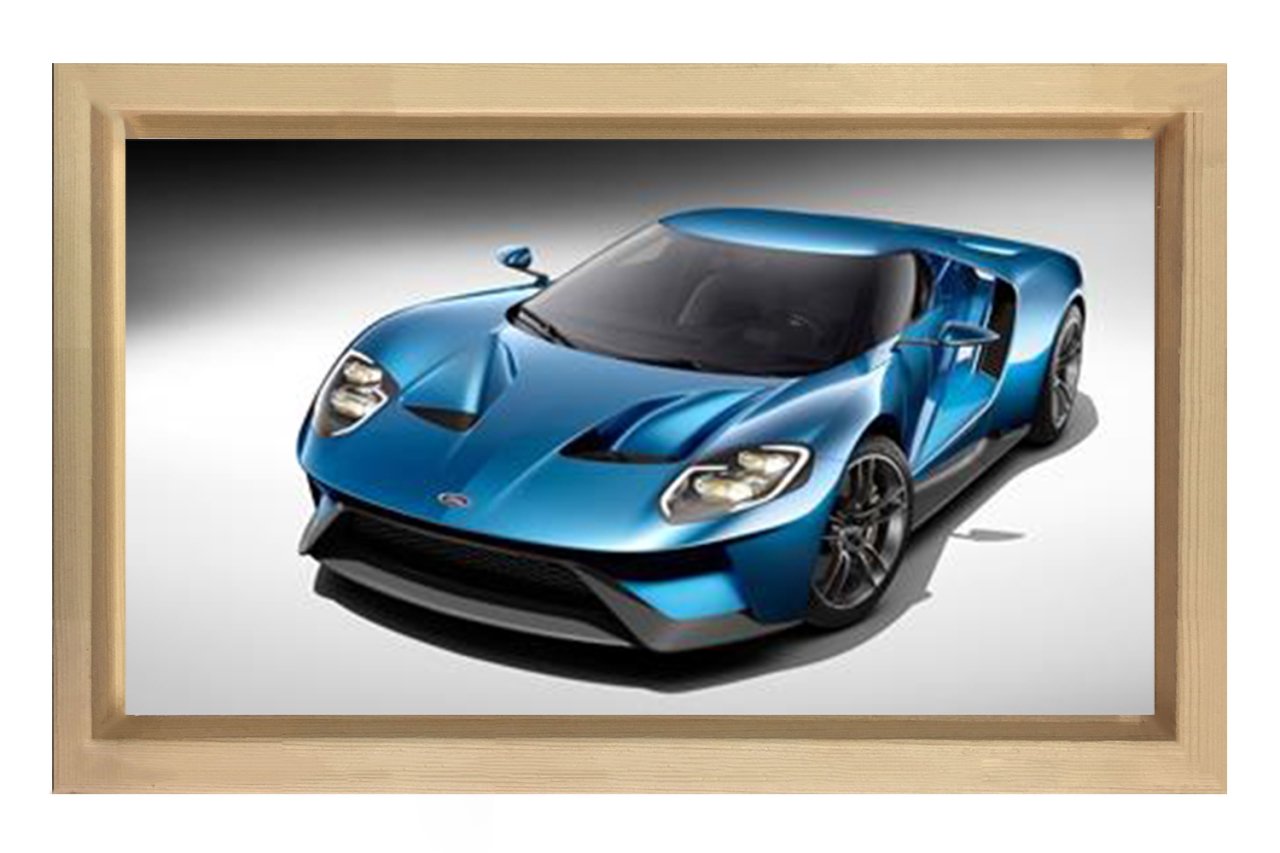 Mavi Ferrari Tablosu Naturel Ahşap Çerçeve - 100x150