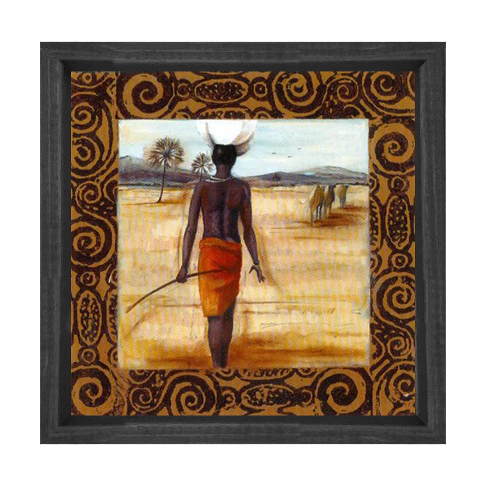 Zenci Kadın Tablosu Siyah Ahşap Çerçeve - 50x50